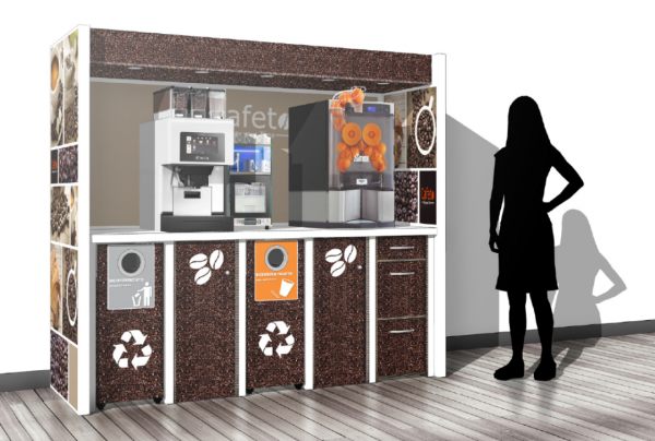 Coffee Corner Ulsen by Flavura: 5 Module aus Karton für Table Top Kaffeeautomaten
